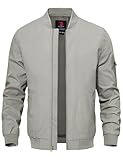 TBMPOY Men's Lightweight Bomber Jackets Light Windbreaker Casual Stylish Fall Golf Zip Up Fashion Dress Business Varsity Light Grey L