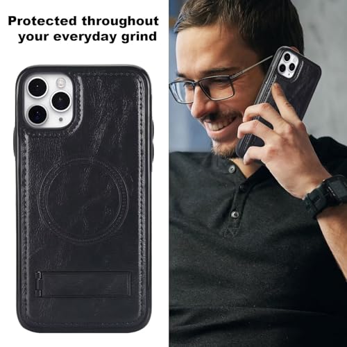 Coque iPhone 12 Pro Max en cuir rétro noir chic et protecteur - 7