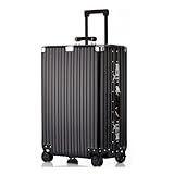 lesulety Maleta de Aluminio Duro para Todos los usos, de tamaño Mediano, Maleta de Viaje de 24 Pulgadas, Maleta de Metal, Equipaje de Mano con 4 Ruedas,Negro,26 Inch Cheked