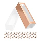 BAKIPACK 25 Rose Gold Macaron Boxes with Clear Window, Elegant Style, Holds 6 Macarons, 7.4