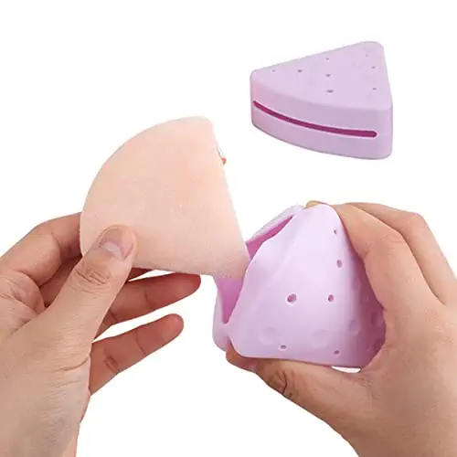 Silicone Makeup Sponge Holder &amp; Brush Holder - Travel Essentials for Women, Breathable Beauty Blender &amp; Triangle Makeup Puff Storage, Eco-Friendly &amp; Easy-to-Clean,(Yellow,Purple,Pink) (Purple)