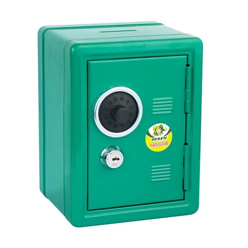 Coffre-fort JOLLY, tirelire, verrouillable avec clé, pièce de monnaie, vert, incl. Manuel d’utilisation, en métal laqué, adapté aux économies et autres...