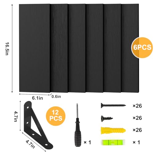 Image of YGEOMER Wall Shelves for Bedroom, 16.5 Inch Floating Shelves for Wall, Shelves for Bathroom Storage, Living Room and Kitchen Decor (Set of 6 Black)