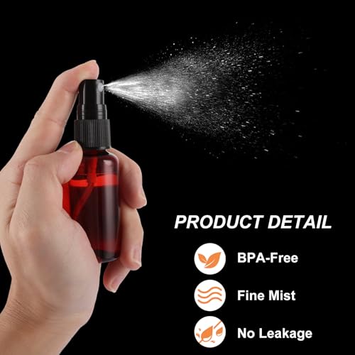 60 Pcs 1 oz Amber Spray Bottles with Sticker and Funnel, Anti-UV Fine Mist Mini Spray Bottles, Refillable Small Spray Bottle Travel Spray Bottle for Essential Oils and Various Liquids3