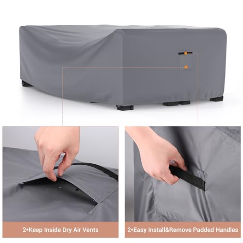 Image of Mrrihand Outdoor Patio Furniture Covers Waterproof 138 inchLx86 inchWx28 inchH Grey
