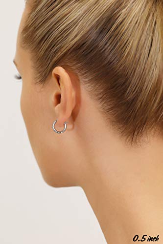 Image of 14k Gold Hand Engraved Diamond-cut Round Hoop Earrings, (0.5 inch Diameter)
