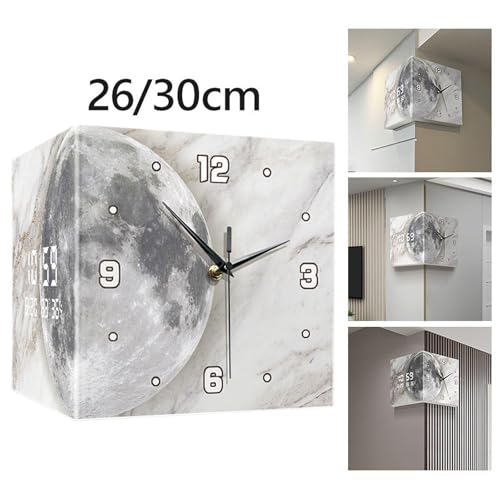 Image of Bnf Lunar Pattern Wall Mounted Corner Clock Wall Decoration for Kitchen Creative 26x26x26cm|Home & Garden | Home Dcor| Clocks | Wall Clocks