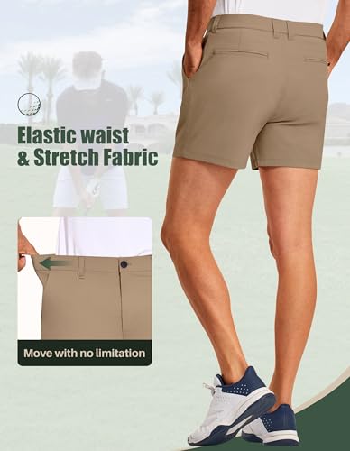 Image of PULI Golf Shorts Men 5 Inch Inseam Stretch Casual Dress Shorts with Pockets Waterproof Lightweight Quick Dry