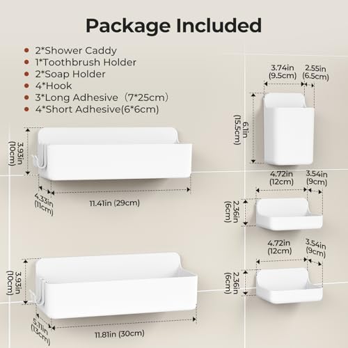Orimade Shower Caddy-5 Pack Rustproof Bathroom Shelves No Drilling, ABS Plastic Shower Shelf Adhesive, Large Capacity,Quick-Dry,White - Cosy Home Interiors Orimade Shower Caddy-5 Pack Rustproof Bathroom Shelves No Drilling, ABS Plastic Shower Shelf Adhesive, Large Capacity,Quick-Dry,White - Image 3