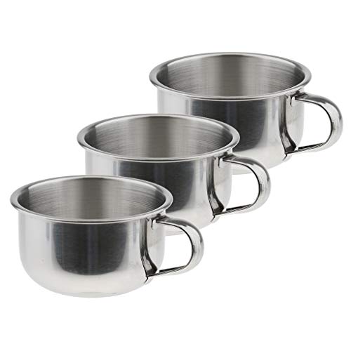 3pcs Bathroom Salon Stainless Steel Men Barber Shaving Mug Bowl Kit