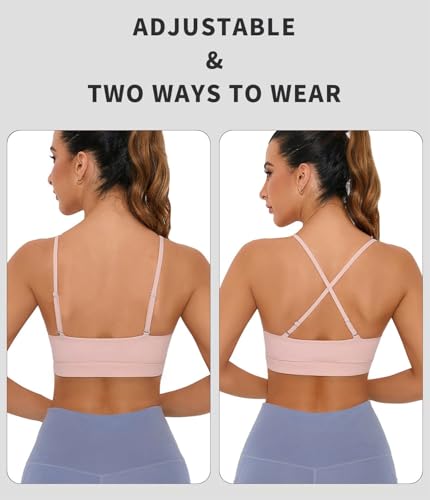 Image of Comper Sports Bra for Women Wirefree Racerback Workout Bras Sexy Thin Straps Yoga Sport Bras with Removable Pads