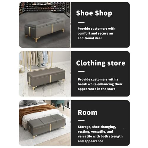 Banc ottoman avec coffre de rangement 40x60cm vert pour entrée - 8