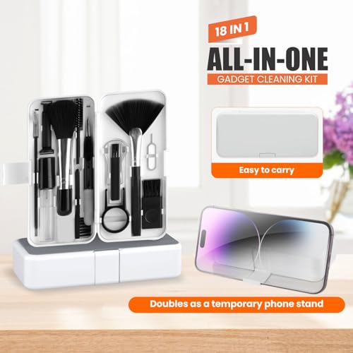 Image of Elfora 18 in 1 Cleaning Kit | All-in-One Keyboard, Screen & Earbuds Cleaner with 3-in-1 Cleaning Pen, Brush Set, Spray, Microfiber Cloth & Keycap Puller | Cleaner Kit for Laptop, Mobile, Tablet & PC