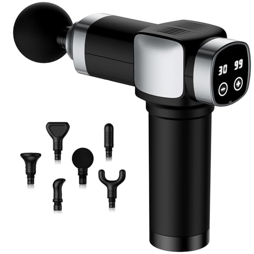 CAMEFER Deep Tissue Massage Gun, Portable Percussion Muscle Massager with 30 Speeds & 6 Attachments,...