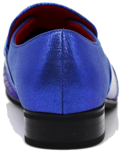 Image of Enzo Romeo Crisino Men Rhinestone Chrome Toe Suede Pointy Buckle Dress Loafer Slip On Shoes (Royal 03, US Footwear Size System, Adult, Men, Numeric, Medium, 9.5)