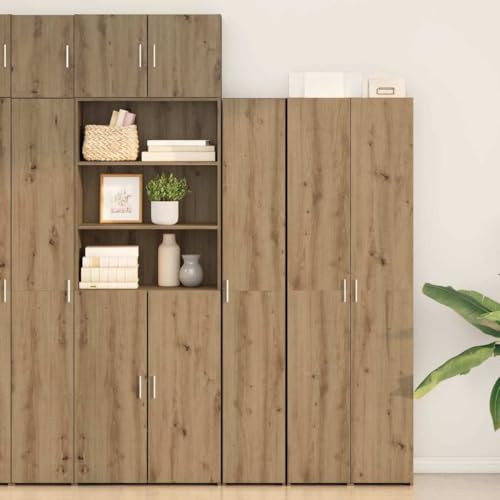 Sephironlbb - Juego de 2 buffets altos de roble artesanal, 30 x 42,5 x 185 cm, estrecho, con puerta, gran espacio de almacenamiento para sala de estar