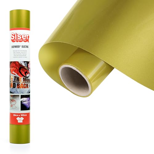 Siser® Electric Oro, 30 cm x 1 m, vinilo termotransferible termoadhesivo cambiante para la personalización de tejidos, ropa y accesorios, aficiones creativas, fácil de cortar