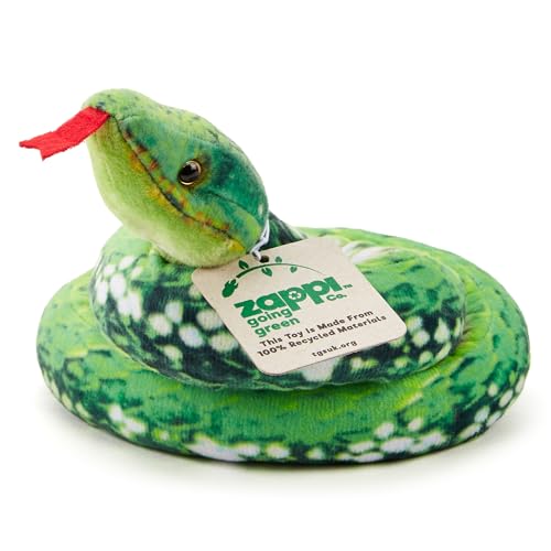 Zappi Co Juguete Pitón Verde Arborícola de Peluche 100% Reciclado (Longitud 100cm) Peluche Suave Ecológico Verde para Bebés