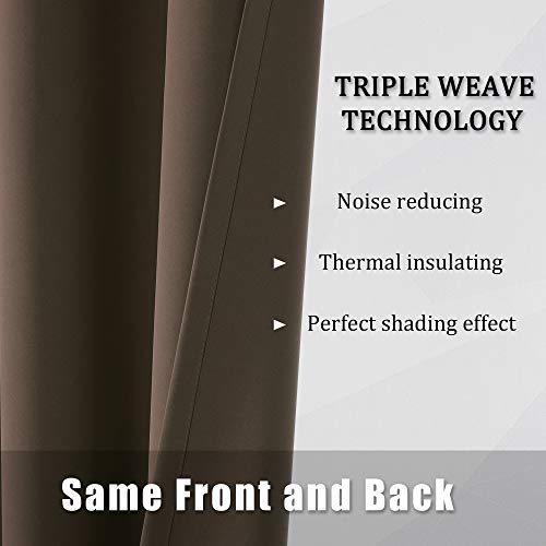 Image of IVAZA Living Room Bedroom Room Darkening Thermal Insulated Polyester Solid Blackout Curtain Noise Reducation Door Curtain 7 feet Set of 2(Coffee)