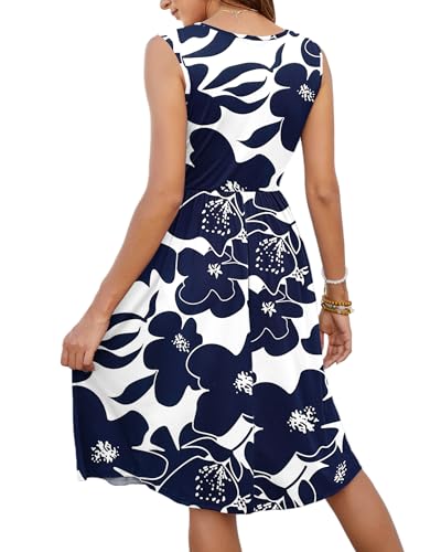 Image of MOLERANI Women Summer Dresses Sleeveless Casual Loose Swing Button Down Midi Dress with Pockets