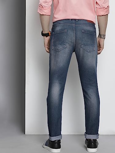 Image of The Indian Garage Co Men Slim Fit Solid Mid-Rise Stretchable Jeans