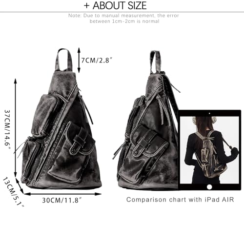 Image of Sling Bag for Women Men, Vintage Crossbody Backpack, Multi-Purpose Shoulder Casual Daypack, Chest Bag Fanny Packs (Retro Grey)
