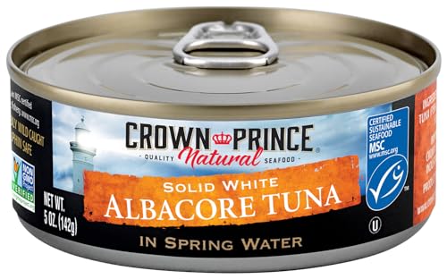 Crown Prince Natural Solid White Albacore Tuna in Spring Water, 5 Ounce Cans (Pack of 12)