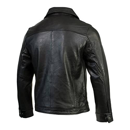 Boston Harbour 2.0 Men's Black New Zealand Lamb Leather Fashion Car Coat Jacket SFM18984