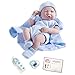 JC Toys - mod. 102-18540 – Bambolotto neonato, con corpo in gomma ed abito blu a pois, lunghezza: 36 cm