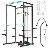 MERACH Power Cage, Multi-Functional Squat Rack for Home Gym with Cable Crossover System, 1600LBS Weight Capacity, Strength Training Equipment with Attachments