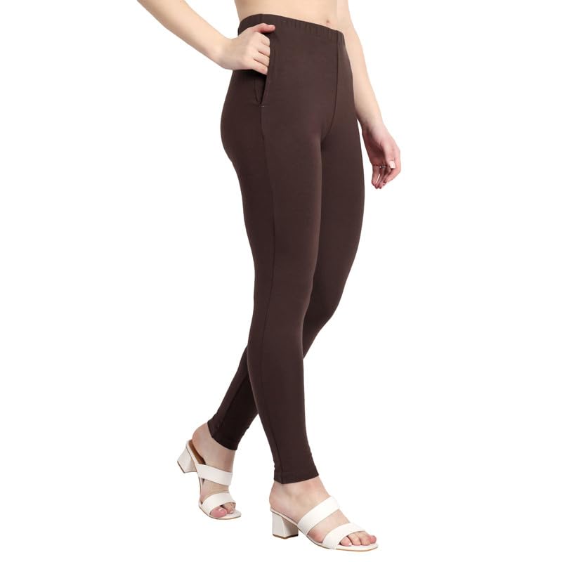 Image of ONE SKY Women Full Length Leggings | Cotton Modal Spandex Blend | High Waist Stretchable & Bio-Washed Fabric | Colour-Lock Technology | Comfortable Leggings for Women