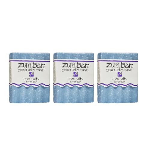 Indigo Wild Zum Goats Milk Soap Bar - Bar Soap for Hands & Body Made with Essential Oils - 3 oz - Sea Salt (3 Pack)