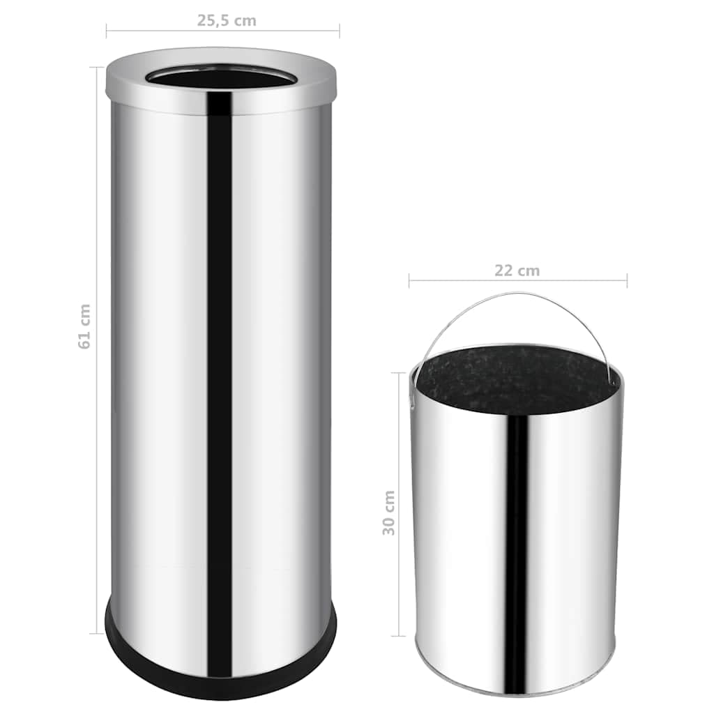 Pattumiera in acciaio inox, 32 l, per hotel, ristorante, uso pubblico
