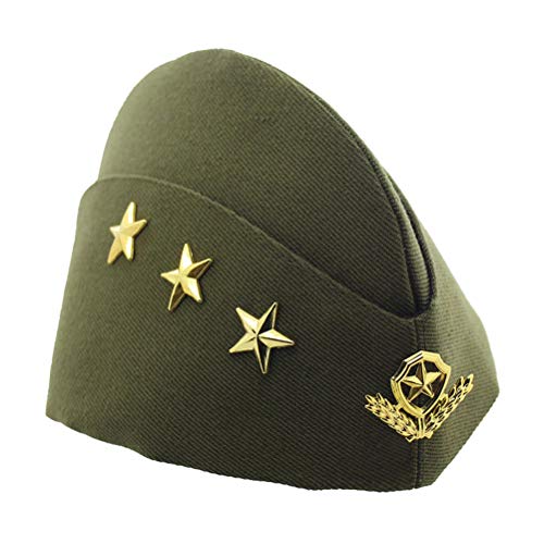 BESTOYARD Chapeau Marin Femme 4 Etoiles Béret Militaire Chapeau Hôtesse de l'Air Déguisement Nautique Costume Cosplay Accessoire Halloween (Armée Verte)