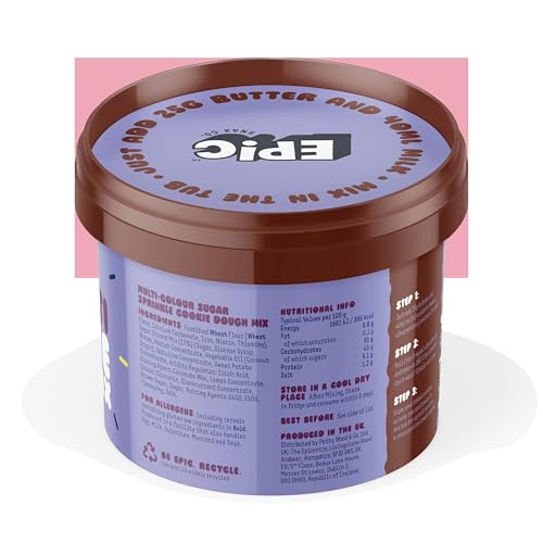 EPIC SNAX CO American Style Fun Fetti Cookie Dough Mix Colourful Fun & Sweet Vegan Friendly Cookie Dough 125 g (Pack of 1)