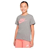 Escote redondo NIKE Dptl Basic Futura Camiseta, Carbon Heather/Pink Salt, M Unisex niños