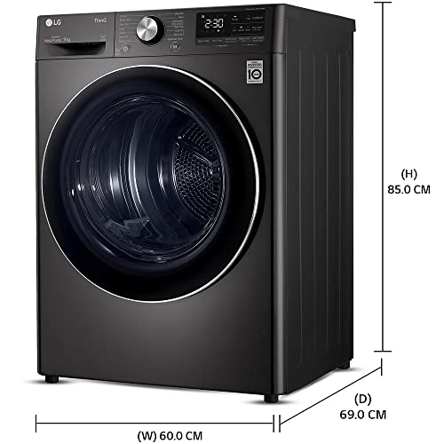Image of LG 9 Kg Wi-Fi Inverter Eco Hybrid Technology Fully Automatic Heat Pump Front Loading Dryer (DHV09SWB, Auto Clean Condenser, Double Layer Air Filter, Black Steel)