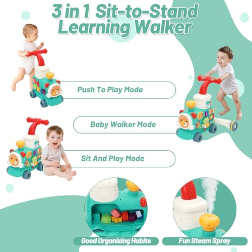 Image of 3 in 1 Baby Walker Activity Center Learning Fist-Step Push Toys, Sit-to-Stand Learning Walker Early Educational with Music Panel for Infant Toddler 6+ Months