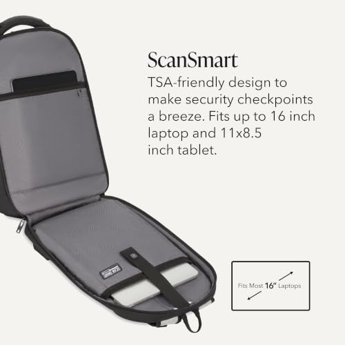 Image of SwissGear Travel Tech Pro Laptop Backpack - Fits Laptops up to 16 inch - ScanSmart TSA-Friendly Backpack with Multiple Organizer Pockets - Grey Heather