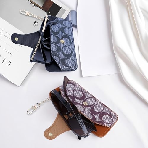 Image of Leather Sunglasses Pouch with Holster Clip, Portable Eyeglass Organizer Pouch Bags for Travel Hanging Backpack