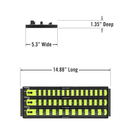 Ernst Manufacturing 8498HV 13-Inch Socket Boss, Premium 3-Rail Multi-Drive Socket Organizer, High Visibility - Image 3