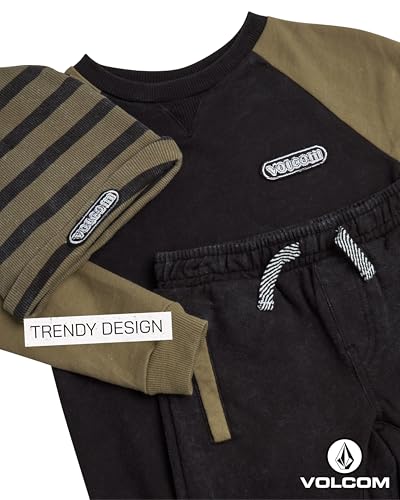 Volcom Boys Sweatsuit Set - 3 Piece French Terry Active Sweatshirt, Jogger Sweatpants and Hat - Boys Jogger Pants Set3