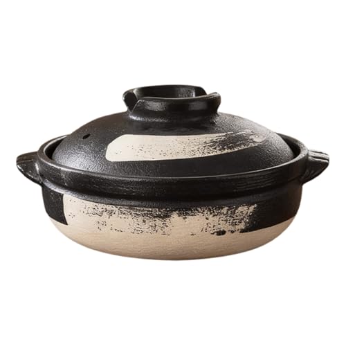 Eleeonora Olla De Arcilla Japonesa,Olla De CeráMica Japonesa para Guisar,Cacerola Japonesa Resistente Al Caliente,FáCil De Usar,Apto para Preparar Diversos Platos