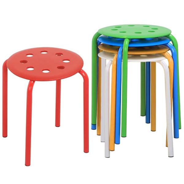 Yaheetech 17.3'' Stacking Stools Set of 5 Indoor Outdoor Industrial Stackable Bar Stools Colourful Decoration Portable Plastic Metal Chairs