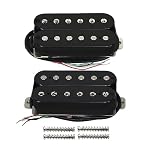 FLEOR Alnico 5 Classic Tone Humbucker Pickups Set Neck & Bridge Pickup 14-15k for Electric Guitar,Black