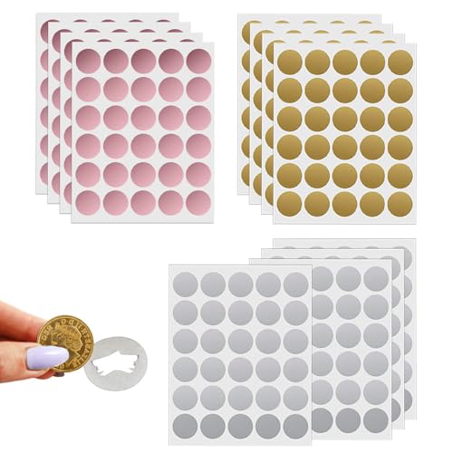 Bieiyhe 360 Piezas Pegatinas Rasca y Gana 2.5cm Etiquetas Rasca redondas Papel Adhesivo para Rascar Tarjeta Rasca Adhesivas Scratch Sticker moneda para rascar para Fiesta Regalo Tarjeta Postal