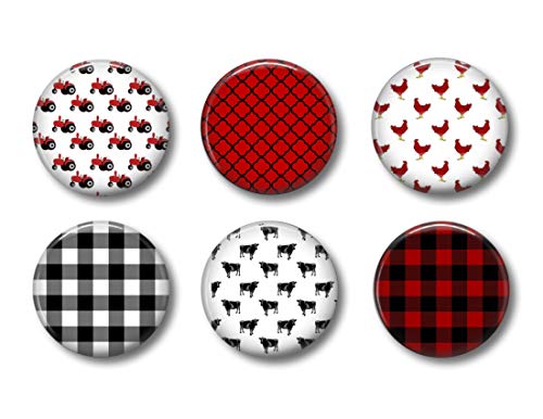 Farmhouse Magnets - Set of 6 - Super Strong - Made in USA - Cute Whiteboard Office Fridge or Locker Magnets (On The Farm)