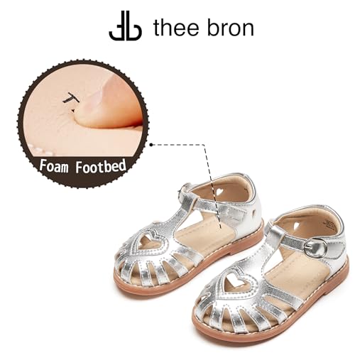 Image of THEE BRON Toddler Girls Closed-Toe Sandals Sweet Retro Cutout Summer Dress Shoes