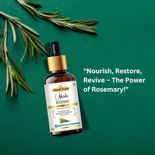 Image of Khai Pure Rosemary Essential Oil For Hair Growth, Hair Fall Control, Dandruff & Skin Care | Non Greasy Rosemary Oil for Skin, Shiny Soft Hair | Hair Oil For Men & Women - 15ml
