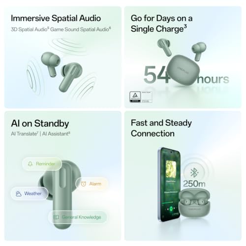 Image of OnePlus Nord Buds 4 TWS Earbuds with 52dB Real-time ANC, Game Sound Spatial Audio, 6-Mic AI Clear Calls, Up to 54hrs Playback, 10 min for 11 hrs Fast Charging, Bluetooth 6.1 - Stellar Black